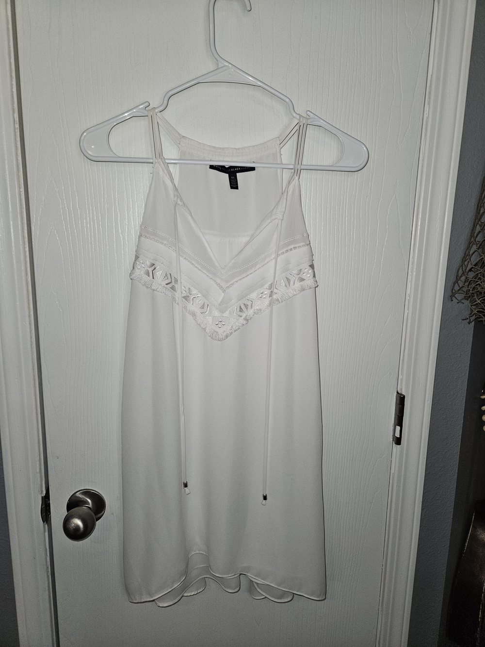 White House Black Market White Lace-Trim Tank Top
